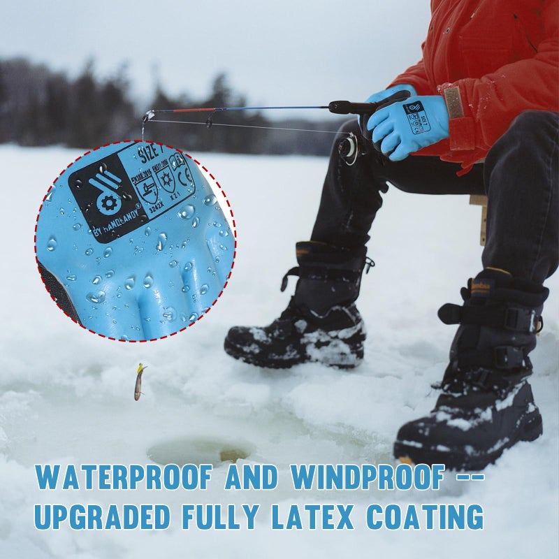 AIGEVTURE Waterproof Winter Work Gloves Men Women,Cold Weather Insulated Work Gloves Thermal Liner Superior Grip Latex Coating Warm for Outdoor (Small-2 pairs, Sky Blue) - Image 5